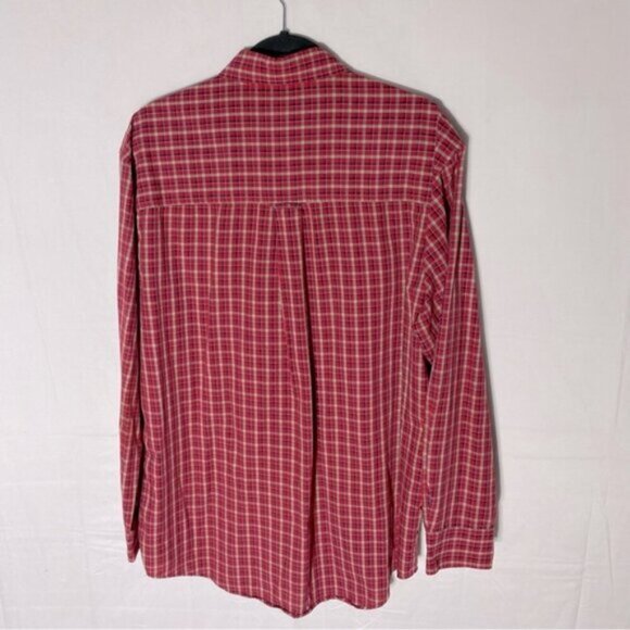 Chaps Easy Care Red Tan Plaid Long Sleeve Casual Button Up Shirt M - Picture 11 of 12